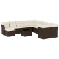 vidaXL 12-tlg. Garten-Sofagarnitur mit Kissen Braun Poly Rattan