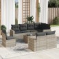 vidaXL 9-tlg. Garten-Sofagarnitur mit Kissen Hellgrau Poly Rattan vidaXL 9-tlg. Garten-Sofagarnitur mit Kissen Hellgrau Poly Rattan