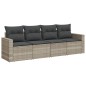 vidaXL 4-tlg. Garten-Sofagarnitur mit Kissen Hellgrau Poly Rattan vidaXL 4-tlg. Garten-Sofagarnitur mit Kissen Hellgrau Poly Rattan