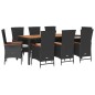 vidaXL 9-tlg. Garten-Essgruppe mit Kissen Schwarz Poly Rattan vidaXL 9-tlg. Garten-Essgruppe mit Kissen Schwarz Poly Rattan