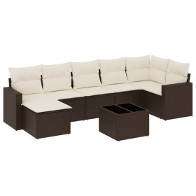 vidaXL 8-tlg. Garten-Sofagarnitur mit Kissen Braun Poly Rattan