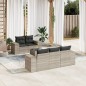 vidaXL 6-tlg. Garten-Sofagarnitur mit Kissen Hellgrau Poly Rattan vidaXL 6-tlg. Garten-Sofagarnitur mit Kissen Hellgrau Poly Rattan