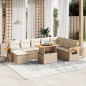 vidaXL 9-tlg. Garten-Sofagarnitur mit Kissen Beige Poly Rattan vidaXL 9-tlg. Garten-Sofagarnitur mit Kissen Beige Poly Rattan