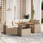 vidaXL 6-tlg. Garten-Sofagarnitur mit Kissen Beige Poly Rattan vidaXL 6-tlg. Garten-Sofagarnitur mit Kissen Beige Poly Rattan