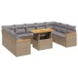 vidaXL 10-tlg. Garten-Sofagarnitur mit Kissen Beige Poly Rattan vidaXL 10-tlg. Garten-Sofagarnitur mit Kissen Beige Poly Rattan
