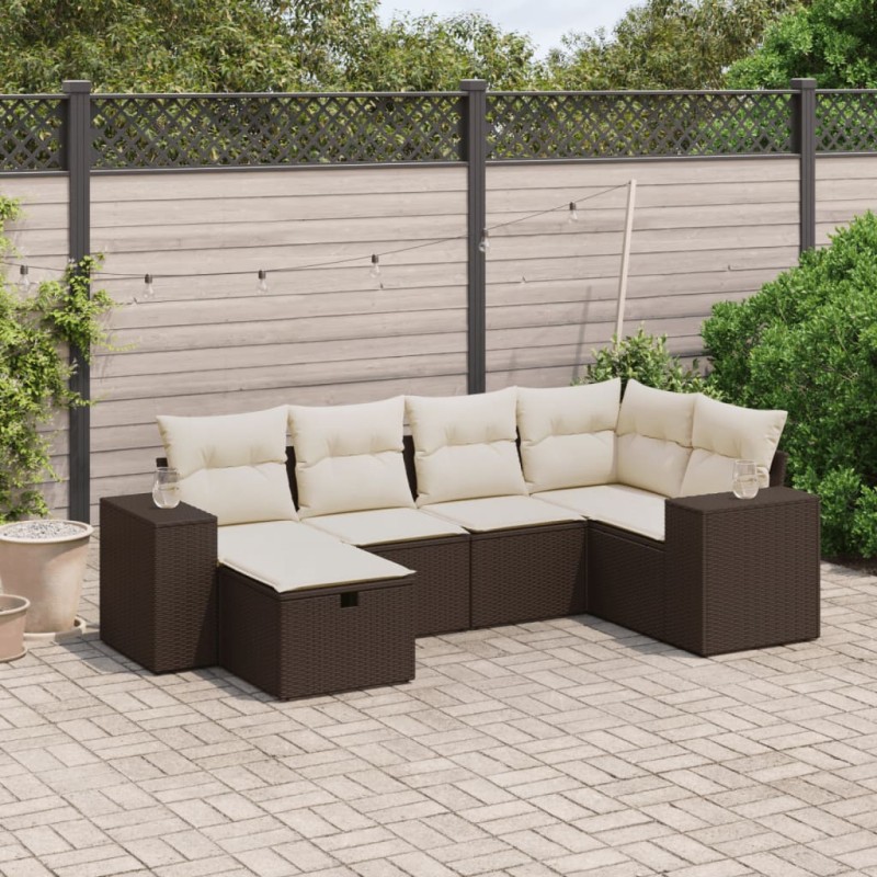 vidaXL 6-tlg. Garten-Sofagarnitur mit Kissen Braun Poly Rattan vidaXL 6-tlg. Garten-Sofagarnitur mit Kissen Braun Poly Rattan