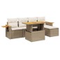 vidaXL 6-tlg. Garten-Sofagarnitur mit Kissen Beige Poly Rattan vidaXL 6-tlg. Garten-Sofagarnitur mit Kissen Beige Poly Rattan