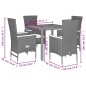 vidaXL 5-tlg. Garten-Essgruppe mit Kissen Schwarz Poly Rattan