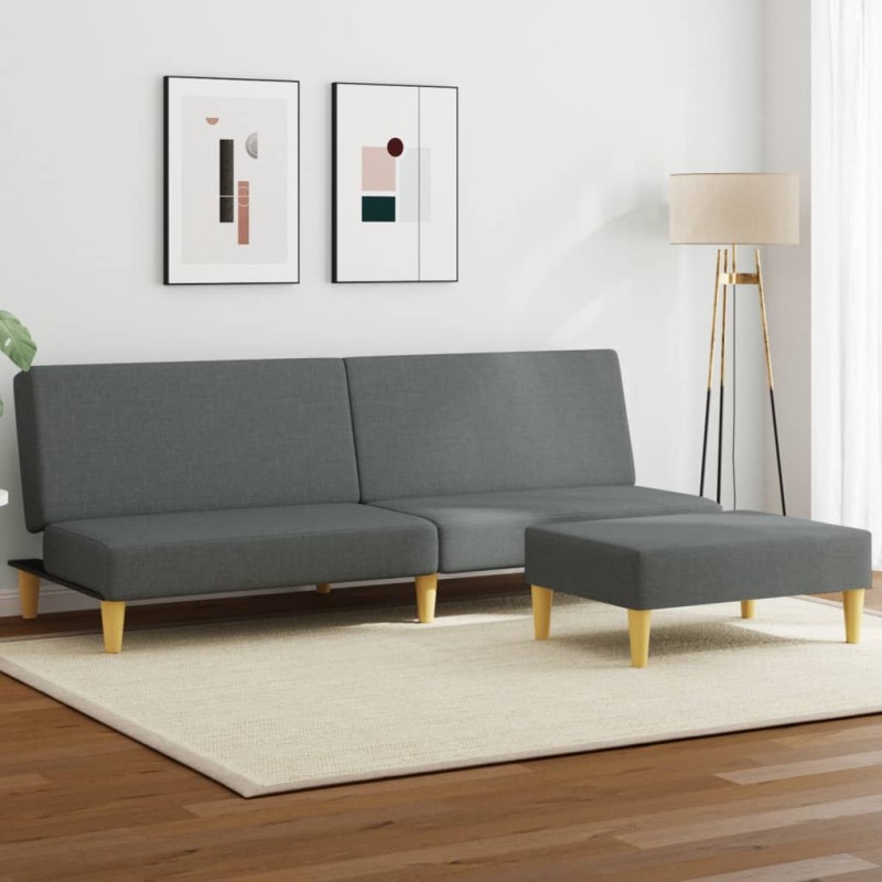 vidaXL Schlafsofa 2-Sitzer mit Kissen und Fußhocker Dunkelgrau Samt vidaXL Schlafsofa 2-Sitzer mit Kissen und Fußhocker Dunkelgrau Samt
