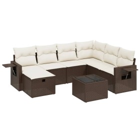vidaXL 8-tlg. Garten-Sofagarnitur mit Kissen Braun Poly Rattan
