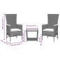 vidaXL 3-tlg. Garten-Essgruppe mit Kissen Schwarz Poly Rattan vidaXL 3-tlg. Garten-Essgruppe mit Kissen Schwarz Poly Rattan