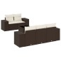 vidaXL 6-tlg. Garten-Sofagarnitur mit Kissen Braun Poly Rattan vidaXL 6-tlg. Garten-Sofagarnitur mit Kissen Braun Poly Rattan