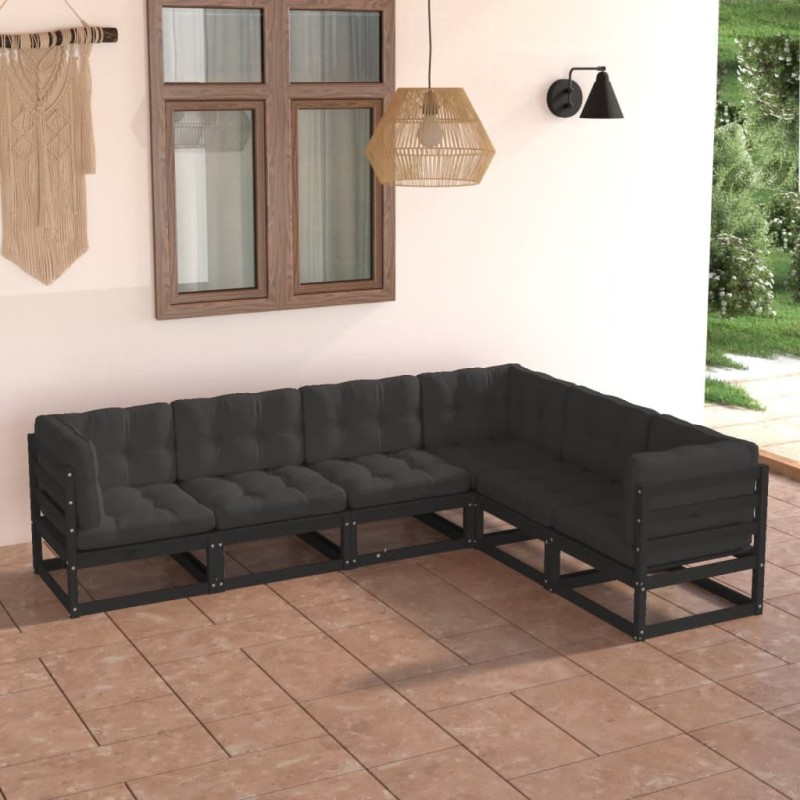 6-tlg. Garten-Lounge-Set mit Kissen Kiefer Massivholz 6-tlg. Garten-Lounge-Set mit Kissen Kiefer Massivholz