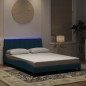 vidaXL Bettgestell mit LED-Leuchten Blau 120x200 cm Samt vidaXL Bettgestell mit LED-Leuchten Blau 120x200 cm Samt