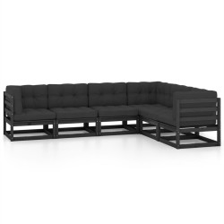 6-tlg. Garten-Lounge-Set mit Kissen Kiefer Massivholz