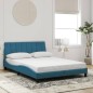 vidaXL Bettgestell mit LED-Leuchten Blau 120x200 cm Samt vidaXL Bettgestell mit LED-Leuchten Blau 120x200 cm Samt