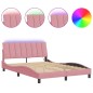 vidaXL Bettgestell mit LED-Leuchten Rosa 140x200 cm Samt vidaXL Bettgestell mit LED-Leuchten Rosa 140x200 cm Samt