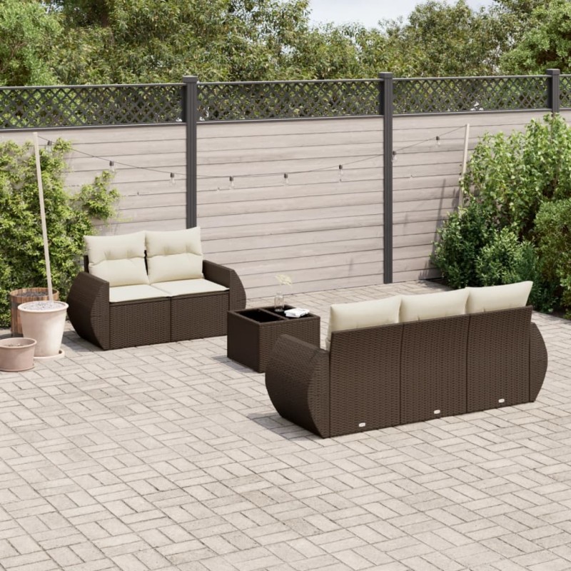 vidaXL 6-tlg. Garten-Sofagarnitur mit Kissen Braun Poly Rattan vidaXL 6-tlg. Garten-Sofagarnitur mit Kissen Braun Poly Rattan