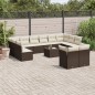 vidaXL 13-tlg. Garten-Sofagarnitur mit Kissen Braun Poly Rattan