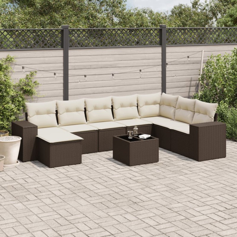 vidaXL 9-tlg. Garten-Sofagarnitur mit Kissen Braun Poly Rattan vidaXL 9-tlg. Garten-Sofagarnitur mit Kissen Braun Poly Rattan