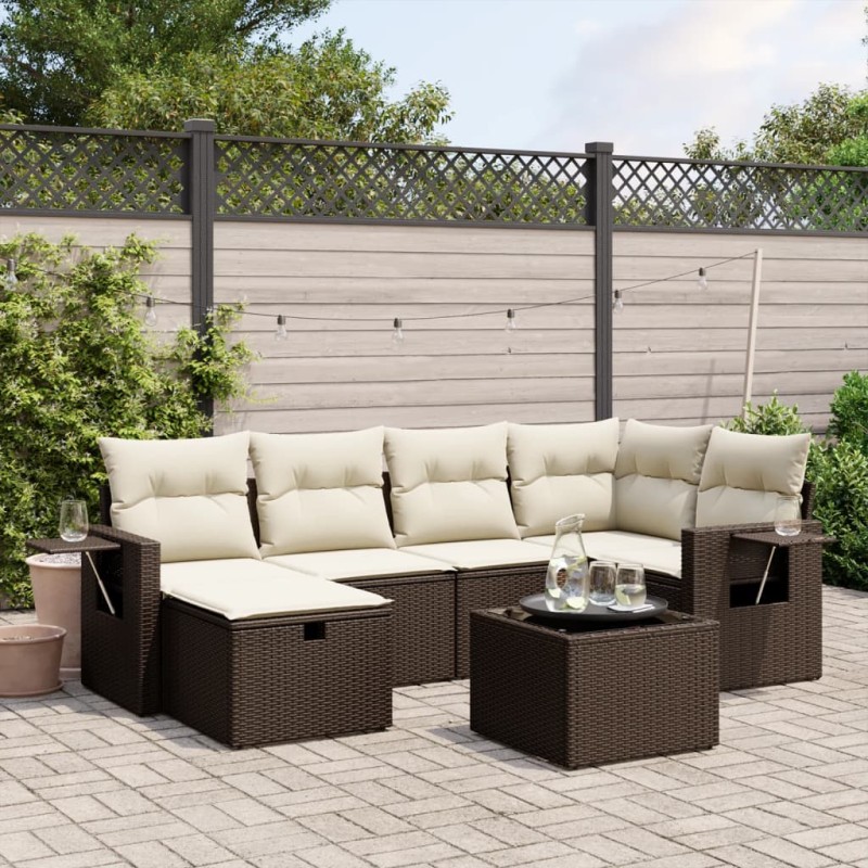 vidaXL 7-tlg. Garten-Sofagarnitur mit Kissen Braun Poly Rattan vidaXL 7-tlg. Garten-Sofagarnitur mit Kissen Braun Poly Rattan