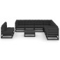 10-tlg. Garten-Lounge-Set mit Kissen Schwarz Kiefer Massivholz 10-tlg. Garten-Lounge-Set mit Kissen Schwarz Kiefer Massivholz