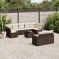 vidaXL 10-tlg. Garten-Sofagarnitur mit Kissen Braun Poly Rattan vidaXL 10-tlg. Garten-Sofagarnitur mit Kissen Braun Poly Rattan