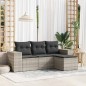 vidaXL 4-tlg. Garten-Sofagarnitur mit Kissen Hellgrau Poly Rattan vidaXL 4-tlg. Garten-Sofagarnitur mit Kissen Hellgrau Poly Rattan