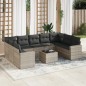 vidaXL 10-tlg. Garten-Sofagarnitur mit Kissen Hellgrau Poly Rattan vidaXL 10-tlg. Garten-Sofagarnitur mit Kissen Hellgrau Poly Rattan