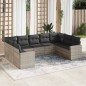 vidaXL 9-tlg. Garten-Sofagarnitur mit Kissen Hellgrau Poly Rattan vidaXL 9-tlg. Garten-Sofagarnitur mit Kissen Hellgrau Poly Rattan