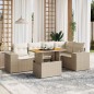 vidaXL 6-tlg. Garten-Sofagarnitur mit Kissen Beige Poly Rattan vidaXL 6-tlg. Garten-Sofagarnitur mit Kissen Beige Poly Rattan
