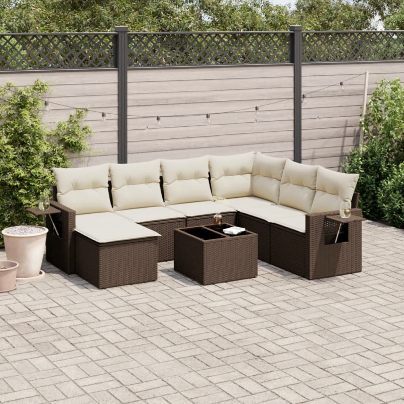vidaXL 8-tlg. Garten-Sofagarnitur mit Kissen Braun Poly Rattan vidaXL 8-tlg. Garten-Sofagarnitur mit Kissen Braun Poly Rattan