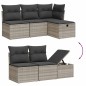 vidaXL 5-tlg. Garten-Sofagarnitur mit Kissen Hellgrau Poly Rattan vidaXL 5-tlg. Garten-Sofagarnitur mit Kissen Hellgrau Poly Rattan