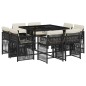 vidaXL 9-tlg. Garten-Essgruppe mit Kissen Schwarz Poly Rattan vidaXL 9-tlg. Garten-Essgruppe mit Kissen Schwarz Poly Rattan
