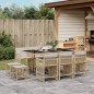 vidaXL 11-tlg. Garten-Essgruppe mit Kissen Beige Poly Rattan