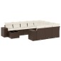 vidaXL 11-tlg. Garten-Sofagarnitur mit Kissen Braun Poly Rattan