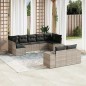 vidaXL 9-tlg. Garten-Sofagarnitur mit Kissen Hellgrau Poly Rattan vidaXL 9-tlg. Garten-Sofagarnitur mit Kissen Hellgrau Poly Rattan