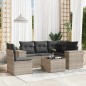 vidaXL 6-tlg. Garten-Sofagarnitur mit Kissen Hellgrau Poly Rattan vidaXL 6-tlg. Garten-Sofagarnitur mit Kissen Hellgrau Poly Rattan