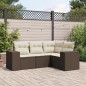 vidaXL 4-tlg. Garten-Sofagarnitur mit Kissen Braun Poly Rattan vidaXL 4-tlg. Garten-Sofagarnitur mit Kissen Braun Poly Rattan
