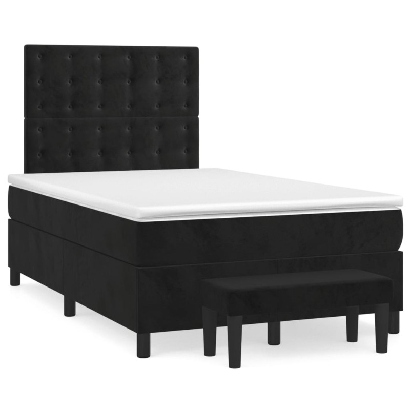 vidaXL Boxspringbett mit Matratze Schwarz 120x190 cm Samt vidaXL Boxspringbett mit Matratze Schwarz 120x190 cm Samt