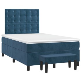 vidaXL Boxspringbett mit Matratze Dunkelblau 120x190 cm Samt