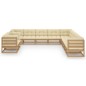 11-tlg. Garten-Lounge-Set Kissen Honigbraun Kiefer Massivholz 11-tlg. Garten-Lounge-Set Kissen Honigbraun Kiefer Massivholz