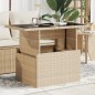 vidaXL Gartentisch mit Glasplatte Beige 100x55x73 cm Poly Rattan vidaXL Gartentisch mit Glasplatte Beige 100x55x73 cm Poly Rattan