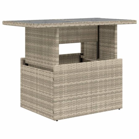 vidaXL Gartentisch mit Glasplatte Hellgrau 100x55x73 cm Poly Rattan