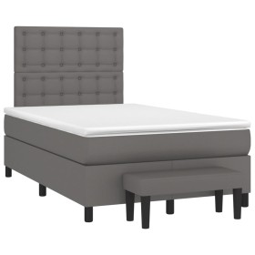 vidaXL Boxspringbett mit Matratze Grau 120x190 cm Kunstleder