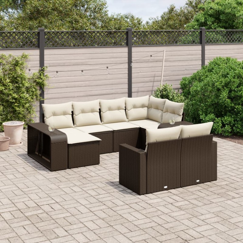 vidaXL 10-tlg. Garten-Sofagarnitur mit Kissen Braun Poly Rattan vidaXL 10-tlg. Garten-Sofagarnitur mit Kissen Braun Poly Rattan