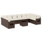 vidaXL 11-tlg. Garten-Sofagarnitur mit Kissen Braun Poly Rattan