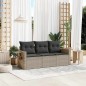 vidaXL 3-tlg. Garten-Sofagarnitur mit Kissen Hellgrau Poly Rattan vidaXL 3-tlg. Garten-Sofagarnitur mit Kissen Hellgrau Poly Rattan