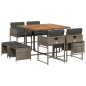 vidaXL 9-tlg. Garten-Essgruppe mit Kissen Grau Poly Rattan vidaXL 9-tlg. Garten-Essgruppe mit Kissen Grau Poly Rattan
