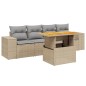 vidaXL 5-tlg. Garten-Sofagarnitur mit Kissen Beige Poly Rattan vidaXL 5-tlg. Garten-Sofagarnitur mit Kissen Beige Poly Rattan